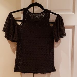 Zara mesh peekaboo shoulder black small top
